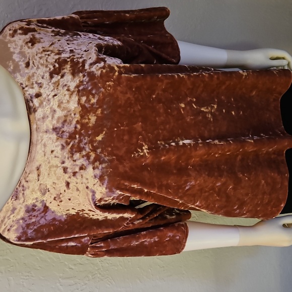 BOBEAU Crushed Velvet Blush Pink Boat Neck Bell Sleeve Top - Picture 4 of 8